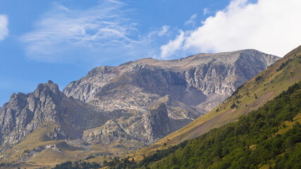 Fototapeta premium Benasque, Huesca/Spain; Aug. 22, 2017. The Posets-Maladeta Natural Park is a Spanish protected natural space. It includes two of the highest mountain peaks in the Pyrenees.