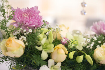 bouquet of roses and chrysanthemum