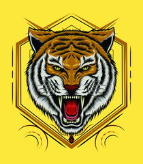 Logo Vector Tiger. Tiger head illustration. design for T shirt , mascot, logo team, sport, metal printing, wall art, sticker