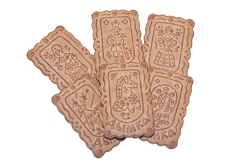 Kaliningrad, Russia-August 28, 2018: cookies with Dymkovo toy pattern