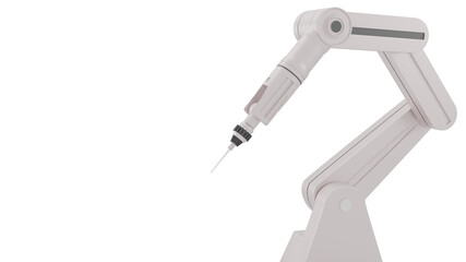 White robotic arms with blank space on white background, 3d rendering.
