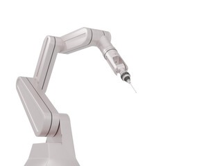 White robotic arms with blank space on white background, 3d rendering.