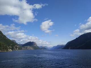 Beautiful Norwegian mountains and cliffs in the Lysefjord, Norway. 
