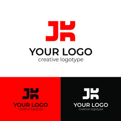 JK letter logo design J and K logotype modern design vector template