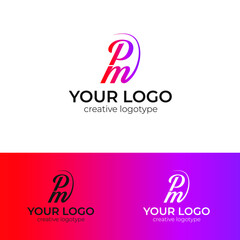 PM letter logo design minimal and modern logotype vector template