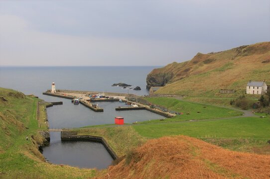 The port and lighthouse at Lybster on the North East coast of Scotland.