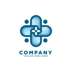 An abstract medical cross Logo Icon,  Health community symbol vector design template