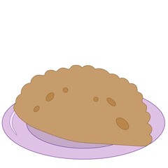 Image of a bowl with cheburek. Vector image, eps 10