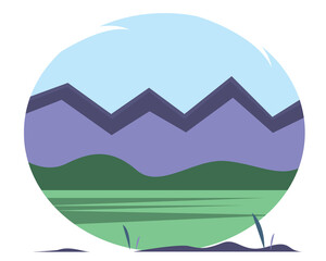 Vector illustration of nature. Mountains and forests. Background for your scenes.