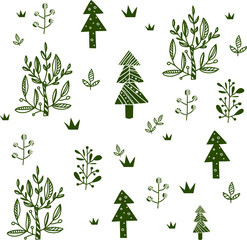 Drawn floral texture. Ornament flora