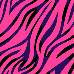 Abstract Trendy pink zebra seamless pattern. Hand drawn fashionable wild animal tiger skin texture for fashion print design, fabric, textile, wrap, background, wallpaper. Vector illustration © Ketmut