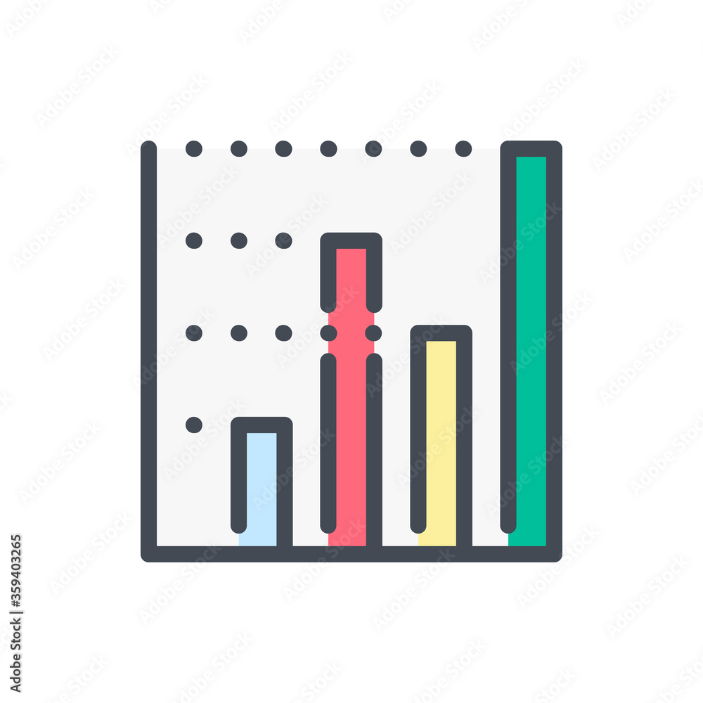 Poster analytical report color line icon. business chart and graph vector outline colorful sign.