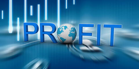 3d rendering Profit with globe
