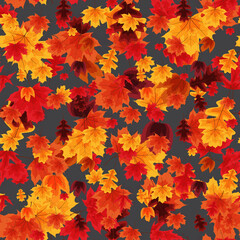 Naklejka na ściany i meble Autumn Leaves Seamless Pattern Background Vector Illustration