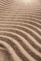 Sand on the beach close up. Wavy texture sand.