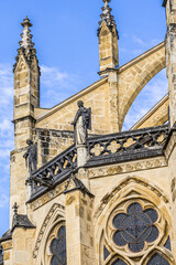 Bayonne, France. 19.06.2020. Catholic cathedral in gothic style on the centre of Bayonne. High quality photo