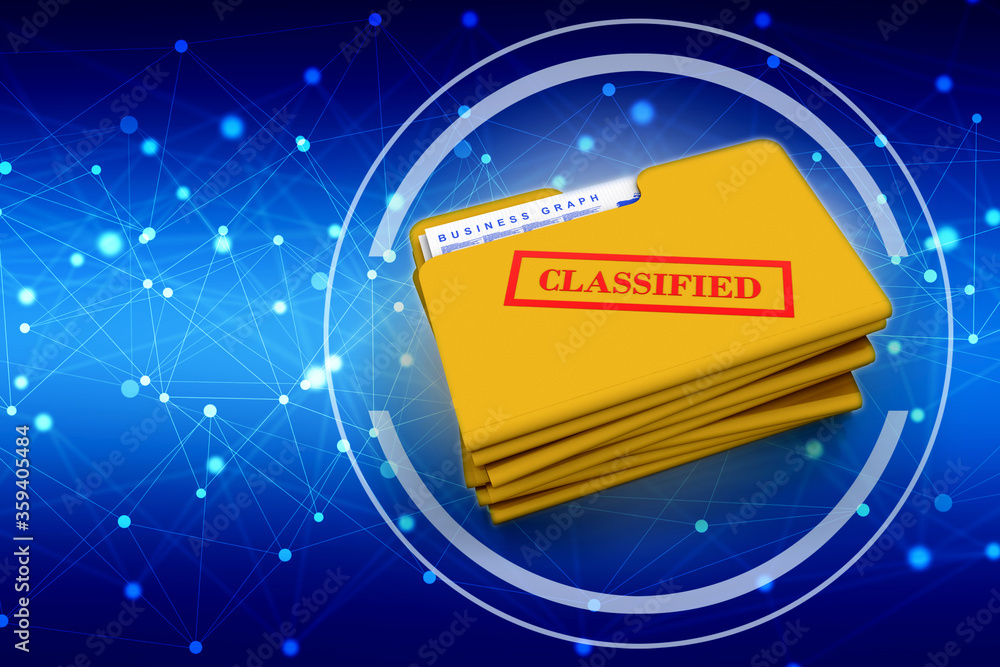 Poster 3d rendering folder with documents