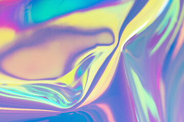 Blurred texture in violet, pink and mint colors. Abstract trendy holographic background in 80s...