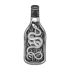Fototapeta na wymiar Snake wine sketch engraving vector illustration. T-shirt apparel print design. Scratch board imitation. Black and white hand drawn image.