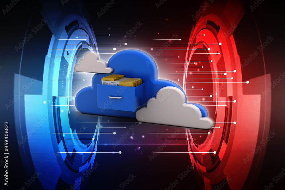 Poster 3d rendering cloud folder network
