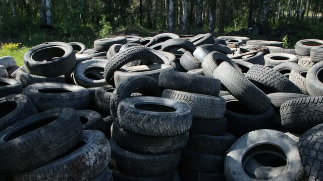 Big pile of old worn tires