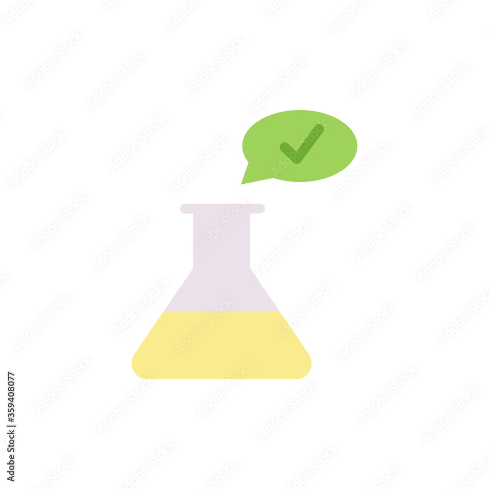 Poster flask, chemistry, check mark icon. simple line, outline vector elements of stinks icons for ui and u