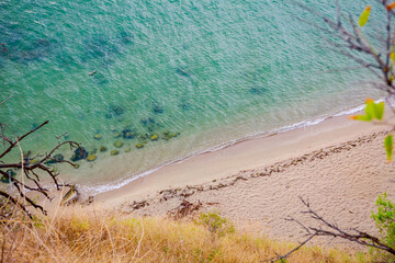 Cliff above idyllic and peaceful bay
