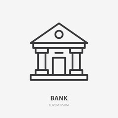 Bank line icon, vector pictogram of finance house. Courthouse illustration, sign for building exterior