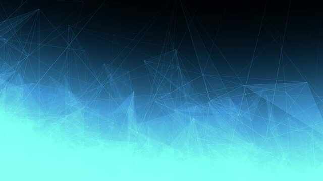 Retro Game graphics 80ies style UI copy space text template. Abstract blue gradient plexus wireframes background loop. UHD Banner 3D Animation infographic backplate for neural network.