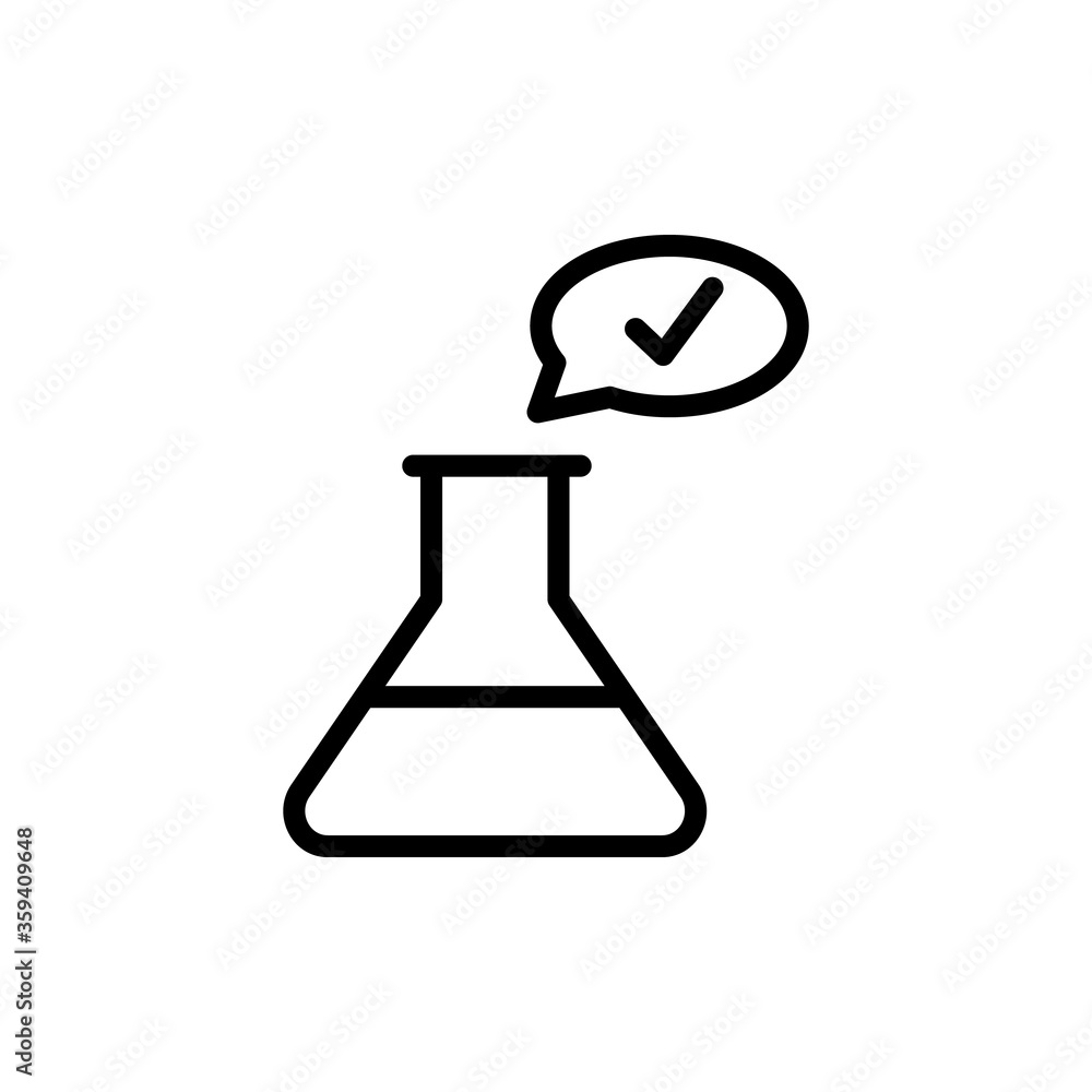 Poster flask, chemistry, check mark icon. simple color vector elements of stinks icons for ui and ux, websi