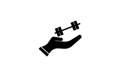 Dumbbell for gym icon , black sign design