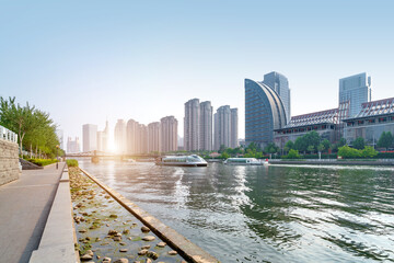 Fototapeta premium Urban architectural landscape in Tianjin, China