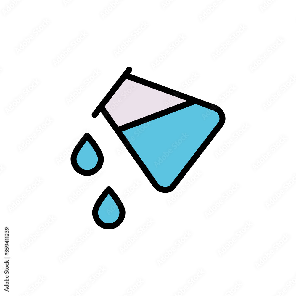 Poster flask, chemistry, water icon. simple color with outline vector elements of stinks icons for ui and u