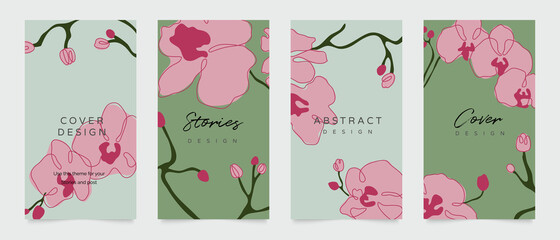 Abstract background vector with natural and floral line arts. Creative pattern with hand drawn shapes. Design background for social media post, cover, print and wallpaper