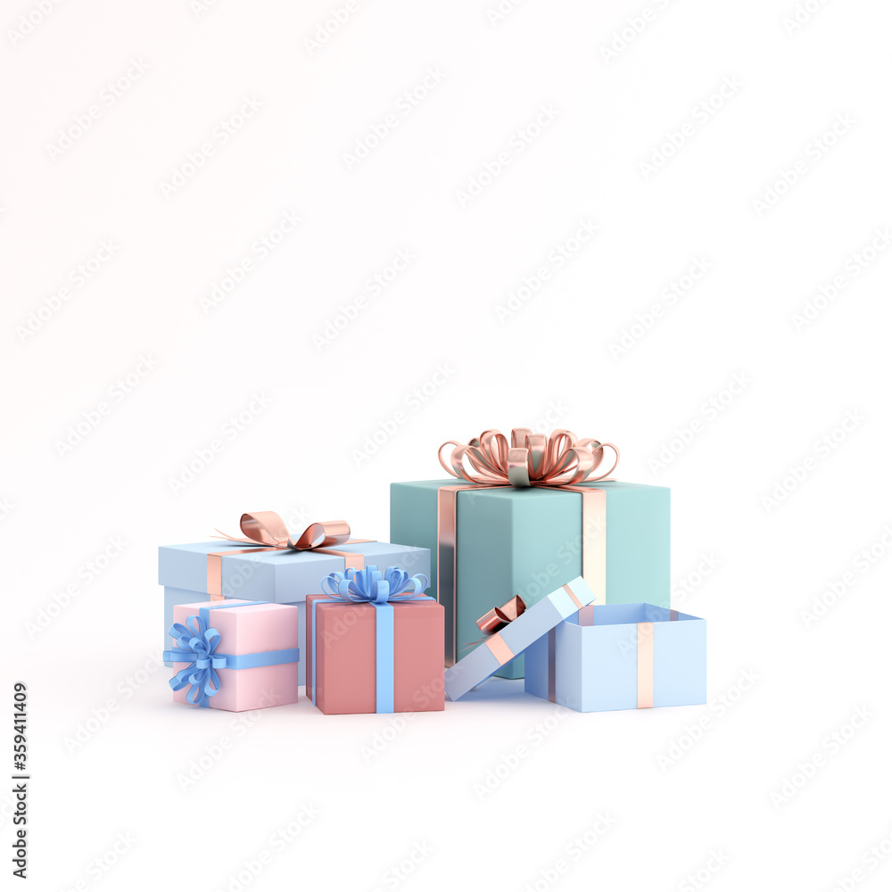 Poster mock up of gift box on white background. 3d rendering.