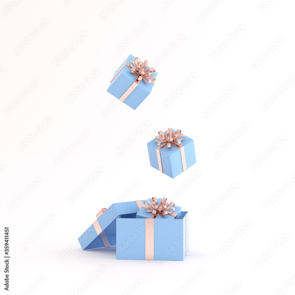 Poster mock up of gift box on white background. 3d rendering.