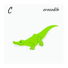 Cute crocodile - cartoon animal character. Vector illustration in flat style isolated on gray background.