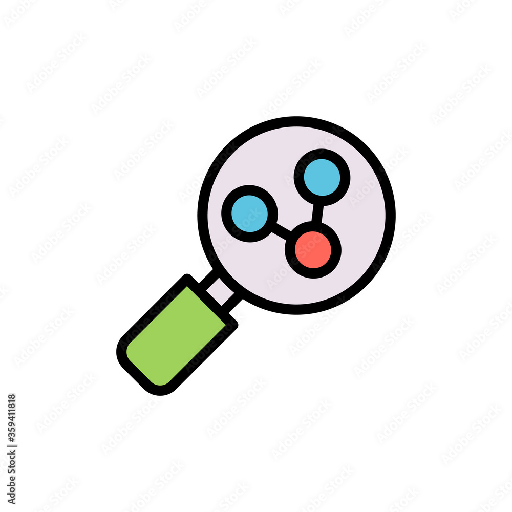 Poster magnifier, molecule icon. simple color with outline vector elements of stinks icons for ui and ux, w