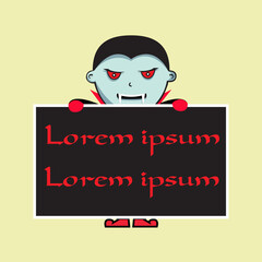 Dracula or Vampire with blackboard  vector illustrations. editable layers, can be used for tshirt printing, logo, poster, or any other purpose.