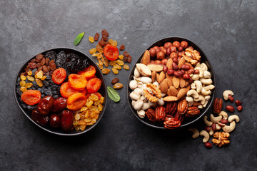 Various dried fruits and nuts