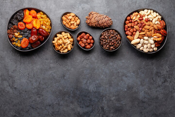 Obraz na płótnie Canvas Various dried fruits and nuts