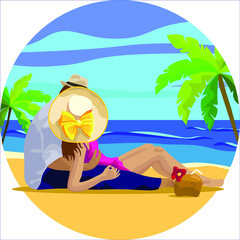 Obraz na płótnie Canvas Couple enjoy their vacation on paradise island