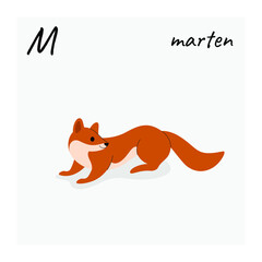 Cute marten - cartoon animal character. Vector illustration in flat style isolated on gray background.
