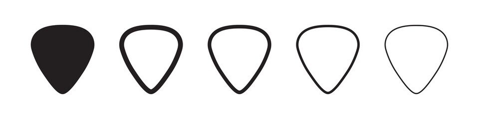 Guitar pick icons in five different versions in a flat design - obrazy, fototapety, plakaty