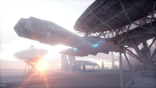 invasion of military robots. Dramatic apocalypse super realistic concept. Future. 4k animation.