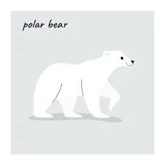 Foto op Canvas Cute polar bear - cartoon animal character. Vector illustration in flat style isolated on gray background. © Lili Kudrili