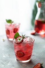 Sugar free strawberry lemonade with basil