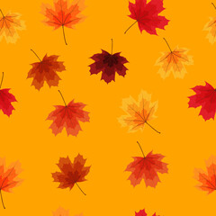 Fototapeta na wymiar Autumn Leaves Seamless Pattern Background Vector Illustration