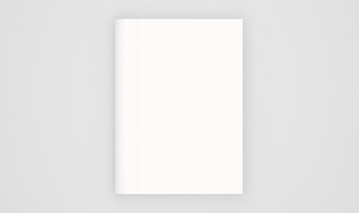 Blank book cover template isolated on white background. 3D rendering.