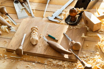 Gouge wood chisel carpenter carving wooden figure